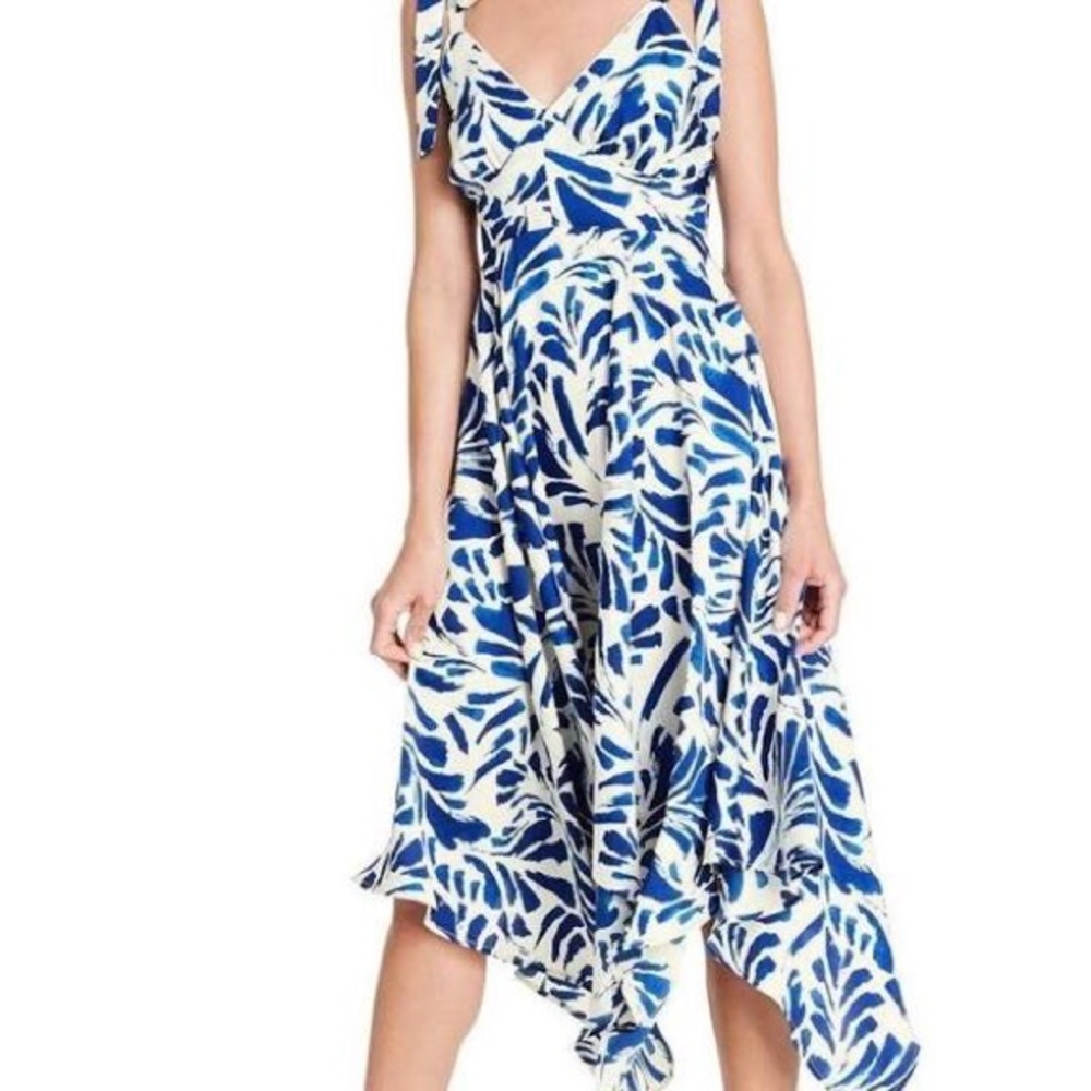 ALEXIS Target Blue Botanical Asymmetrical Dress XS